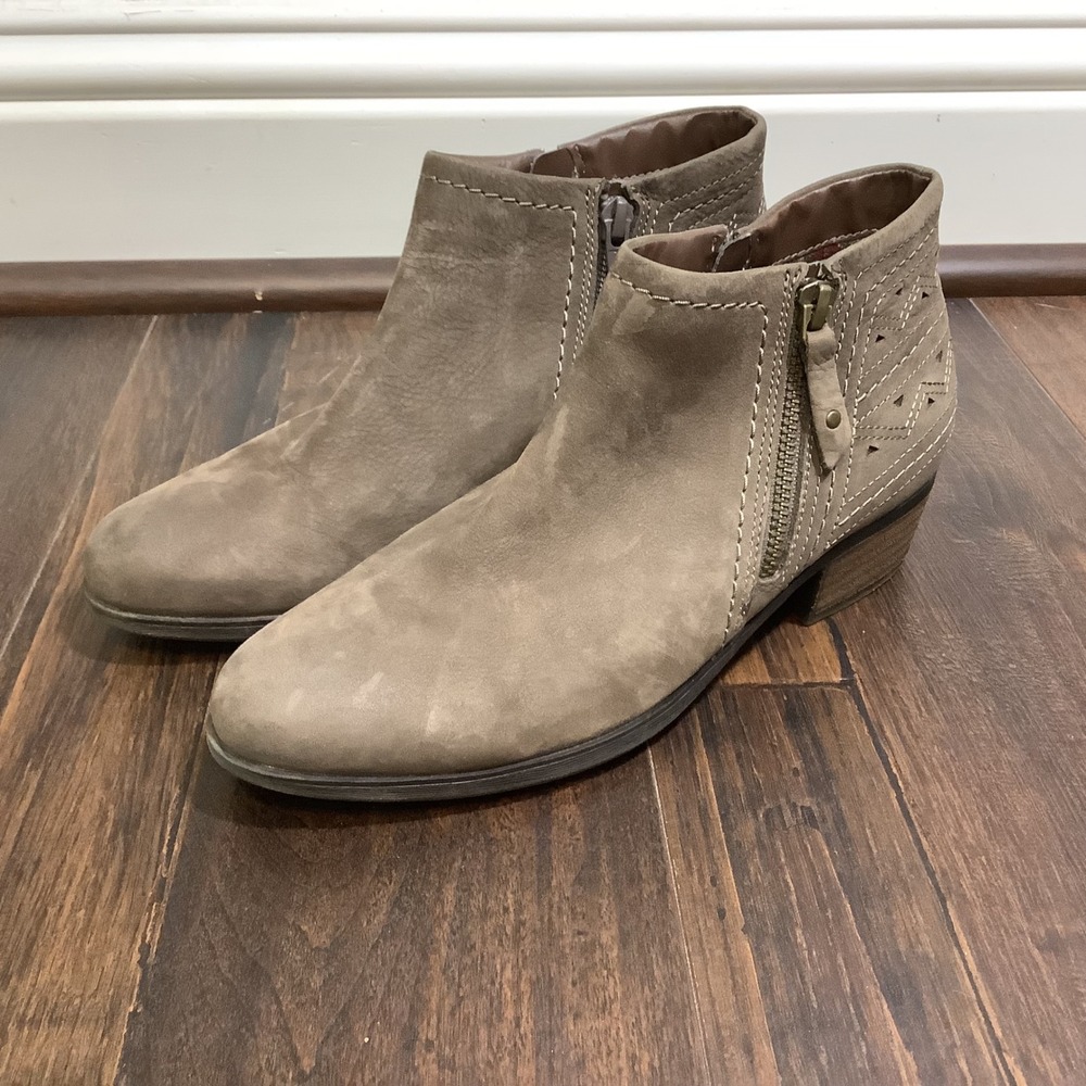 Rockport Cobb Hill Women Taupe Leather Ankle Boots Laser Cut 7M